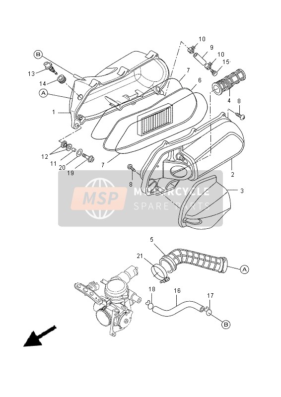 Yamaha YP250R 2015 Inlaat 2 voor een 2015 Yamaha YP250R